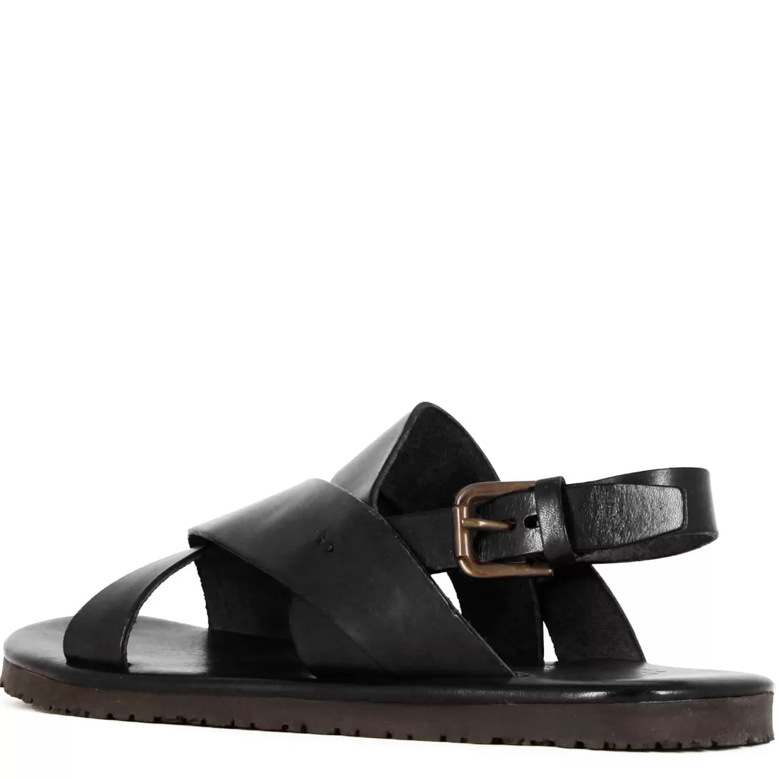 Flash Sale Leonardo Shoes Sandalo Da Uomo Con Fasce Intrecciate In Pelle Colore Nero