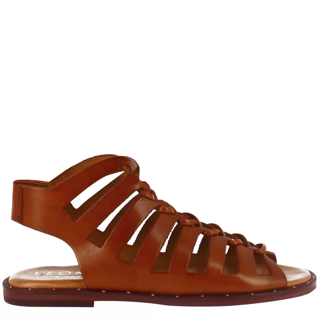 Online Leonardo Shoes Sandalo Gladiatore Da Donna Con Lacci Fatti A Mano In Pelle Marrone