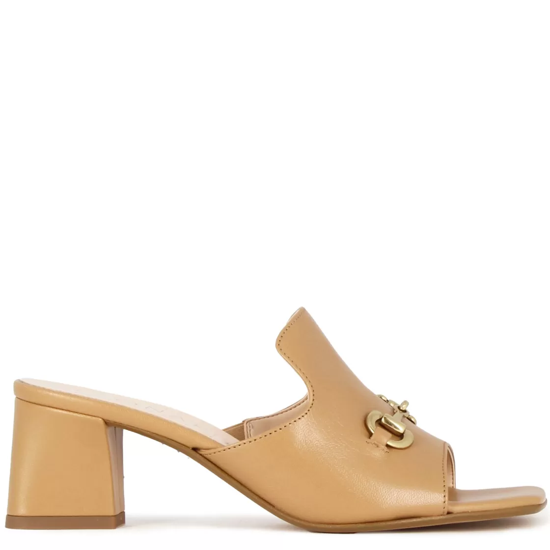Sale Leonardo Shoes Sandalo Slider Da Donna In Pelle Colore Con Morsetto Marrone Chiaro