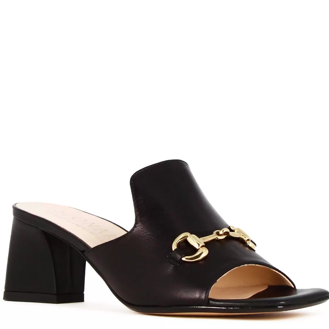 Outlet Leonardo Shoes Sandalo Slider Da Donna In Pelle Colore Con Morsetto Nero