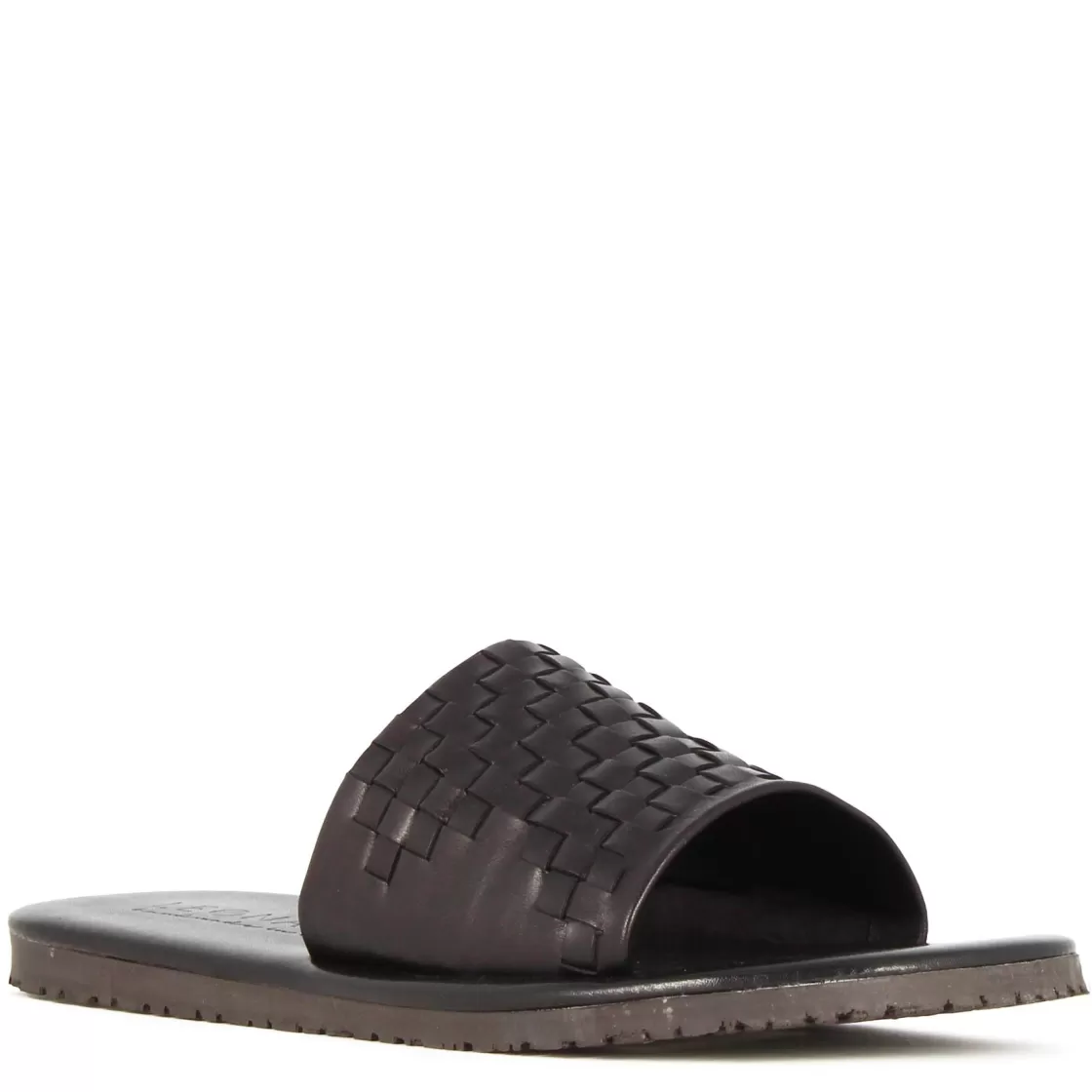 Hot Leonardo Shoes Sandalo Slider Da Uomo Con Fascia In Pelle Intrecciata Colore Nero