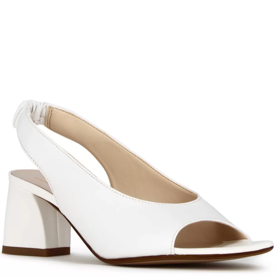 Sale Leonardo Shoes Sandalo Slingback Da Donna In Pelle Colore Con Punta Quadrata Bianco