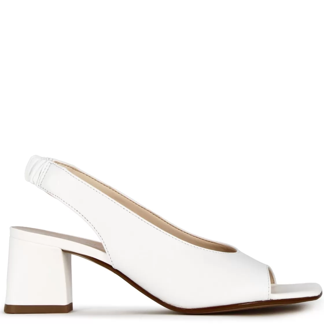 Sale Leonardo Shoes Sandalo Slingback Da Donna In Pelle Colore Con Punta Quadrata Bianco