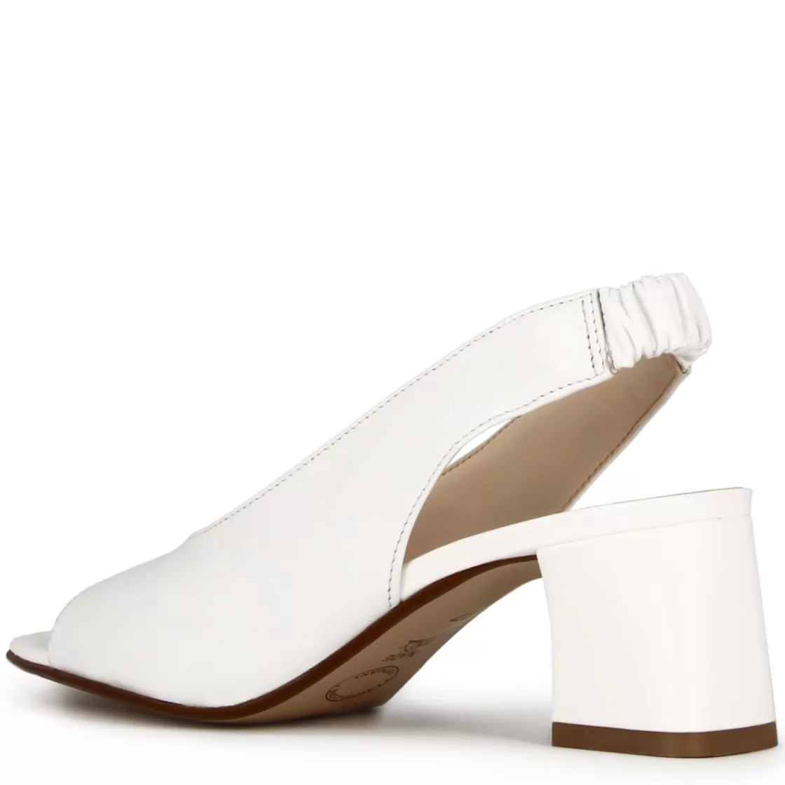 Sale Leonardo Shoes Sandalo Slingback Da Donna In Pelle Colore Con Punta Quadrata Bianco