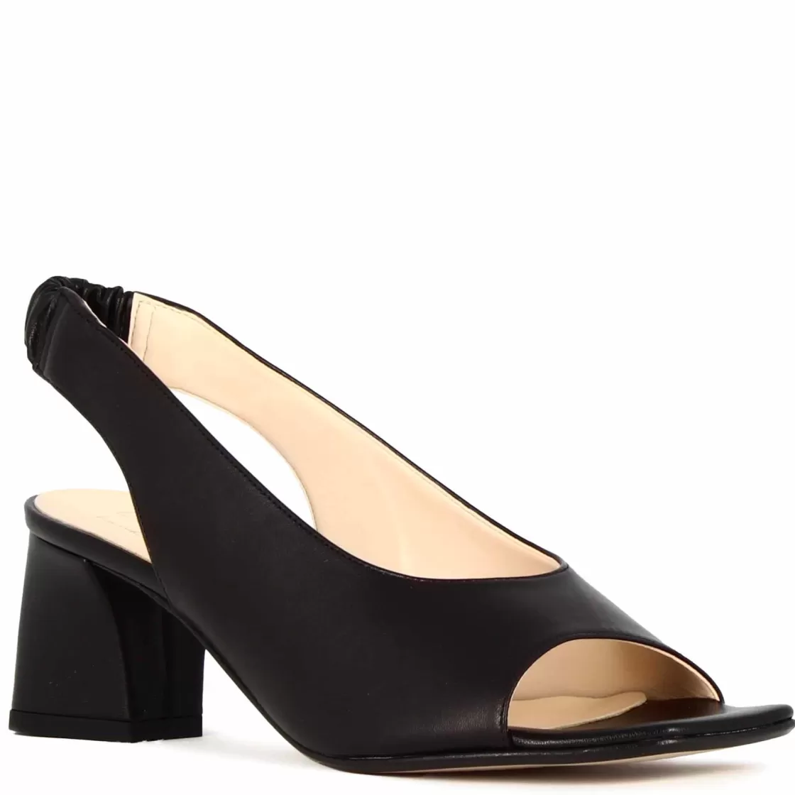 Online Leonardo Shoes Sandalo Slingback Da Donna In Pelle Colore Con Punta Quadrata Nero