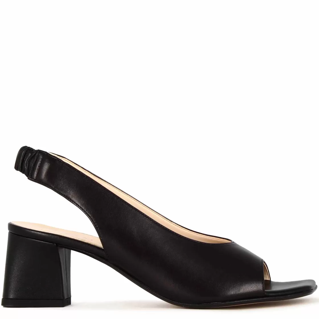 Online Leonardo Shoes Sandalo Slingback Da Donna In Pelle Colore Con Punta Quadrata Nero