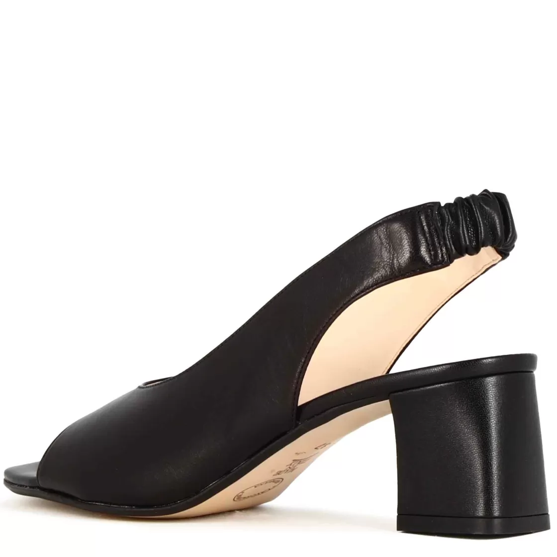 Online Leonardo Shoes Sandalo Slingback Da Donna In Pelle Colore Con Punta Quadrata Nero
