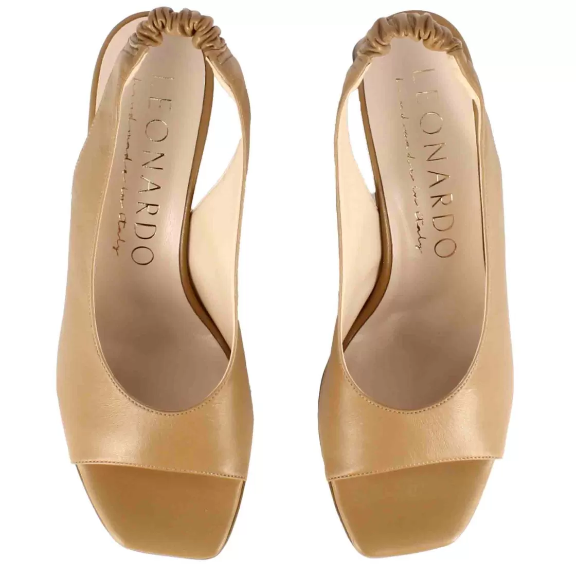 Best Leonardo Shoes Sandalo Slingback Da Donna In Pelle Con Punta Squadrata Marrone