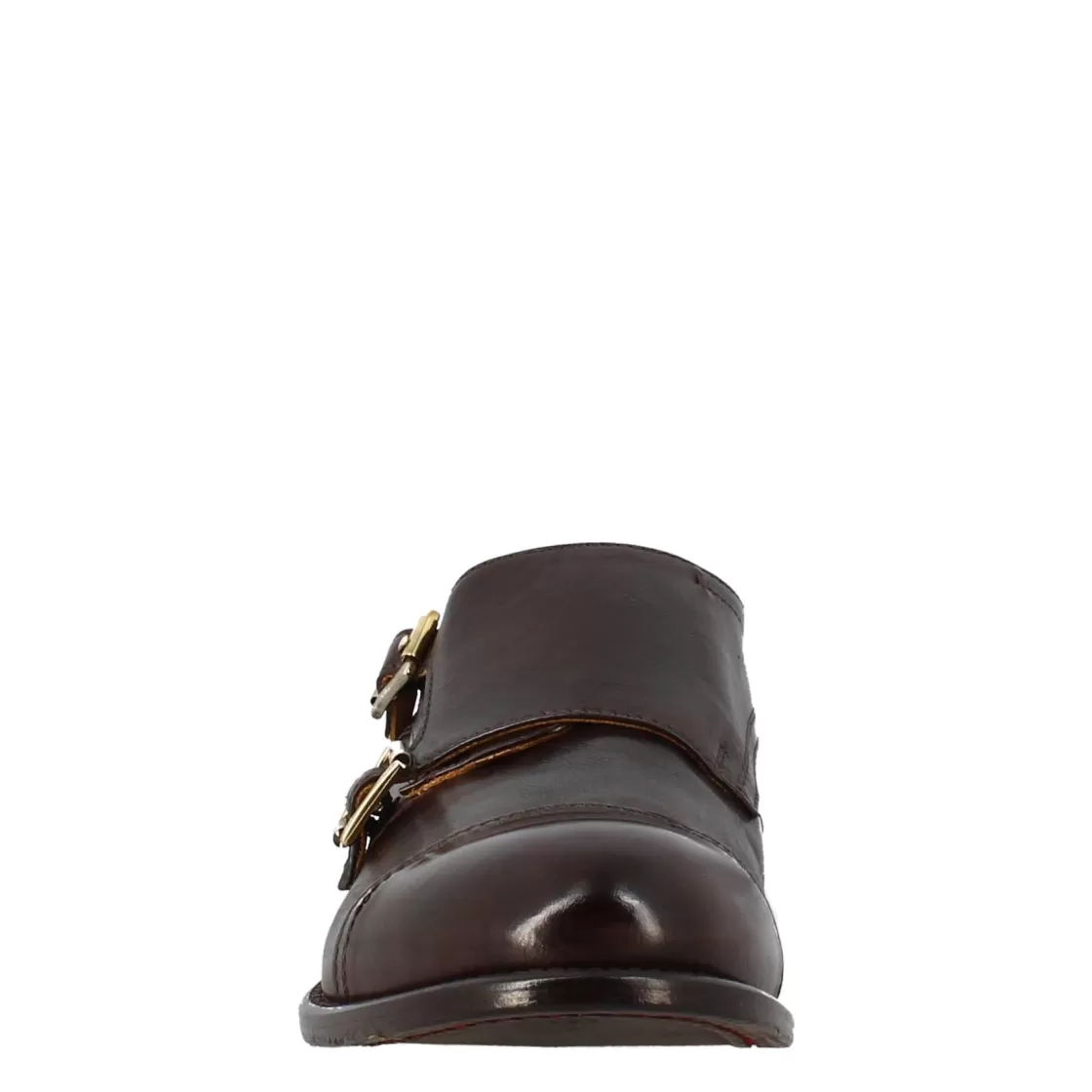 New Leonardo Shoes Scarpa Doppia Fibbia Bronzo Vintage Elegante Da Uomo In Pelle Marrone Scuro