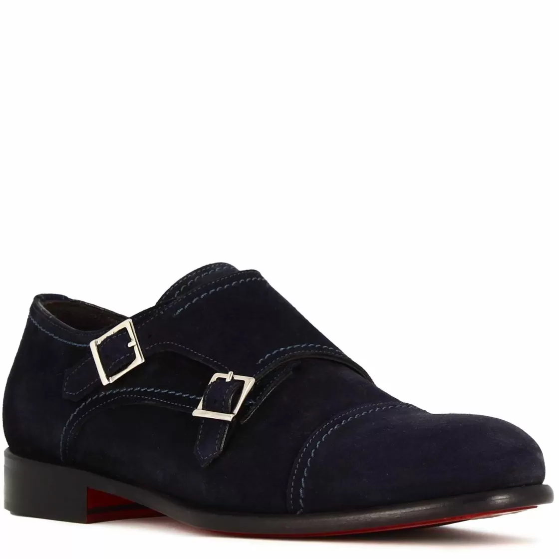 Cheap Leonardo Shoes Scarpa Doppia Fibbia Da Uomo In Pelle Scamosciata Colore Blu