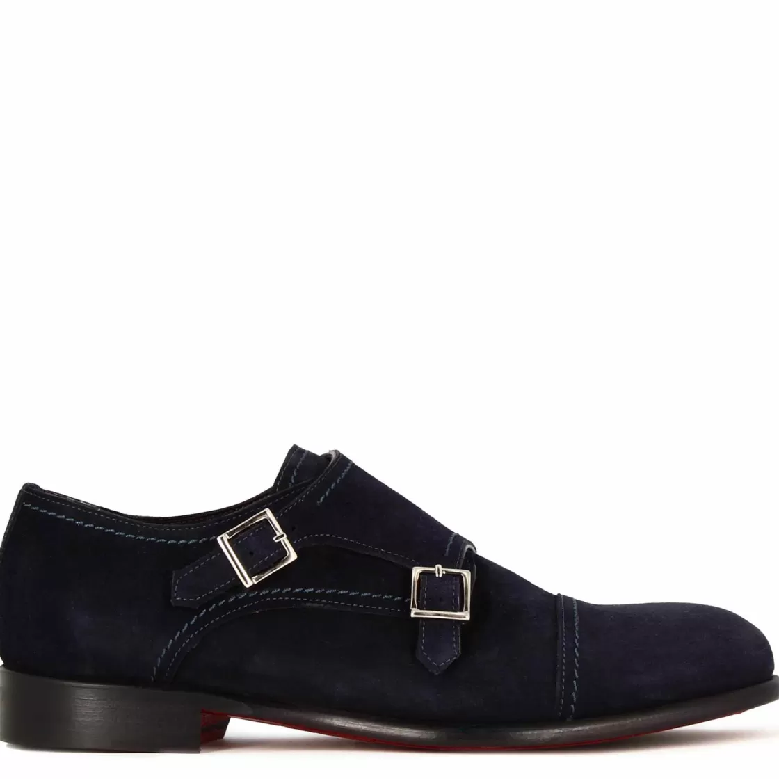 Cheap Leonardo Shoes Scarpa Doppia Fibbia Da Uomo In Pelle Scamosciata Colore Blu
