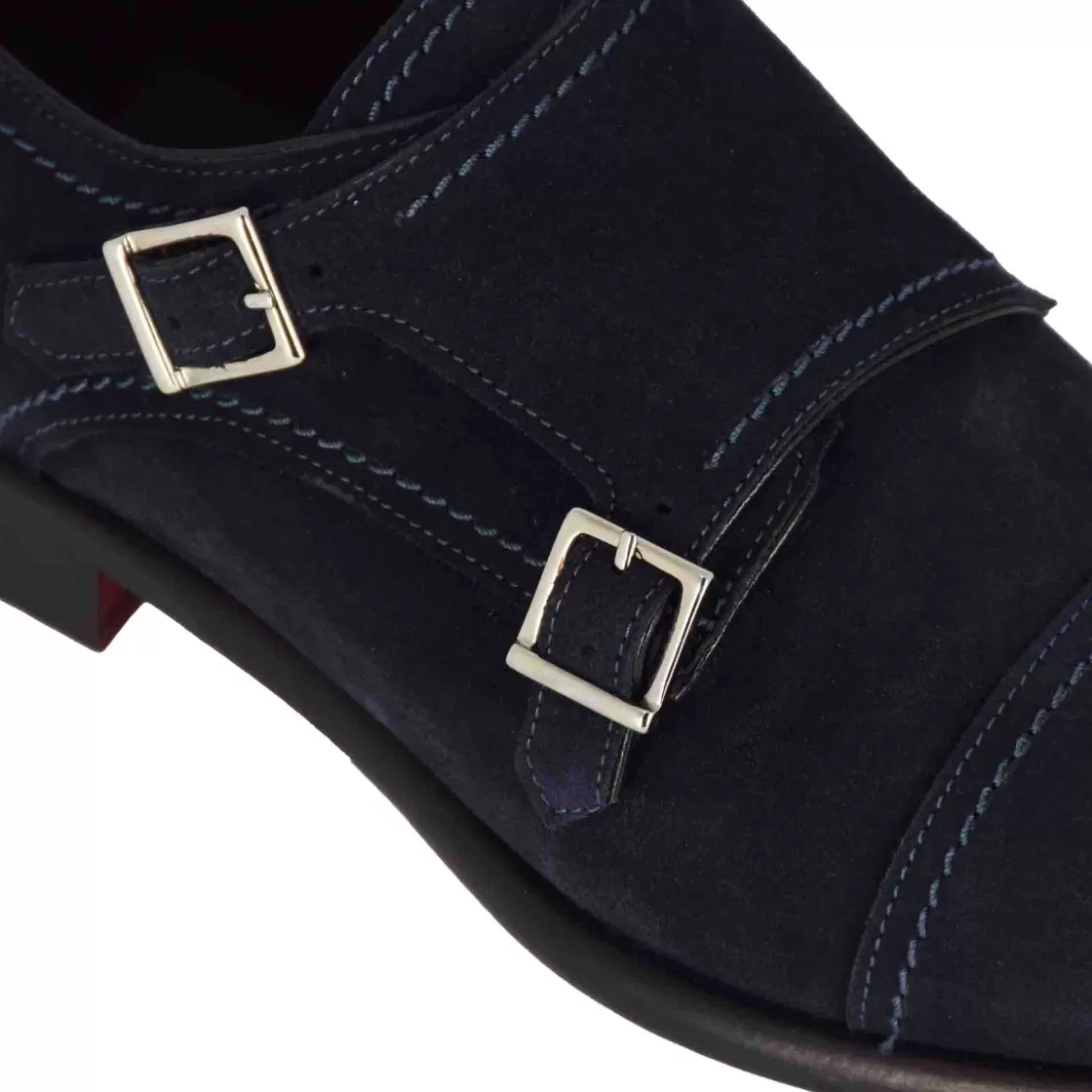Cheap Leonardo Shoes Scarpa Doppia Fibbia Da Uomo In Pelle Scamosciata Colore Blu