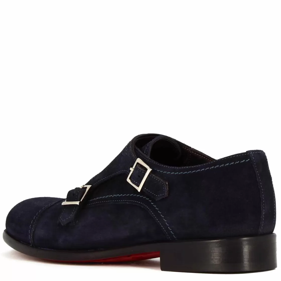 Cheap Leonardo Shoes Scarpa Doppia Fibbia Da Uomo In Pelle Scamosciata Colore Blu