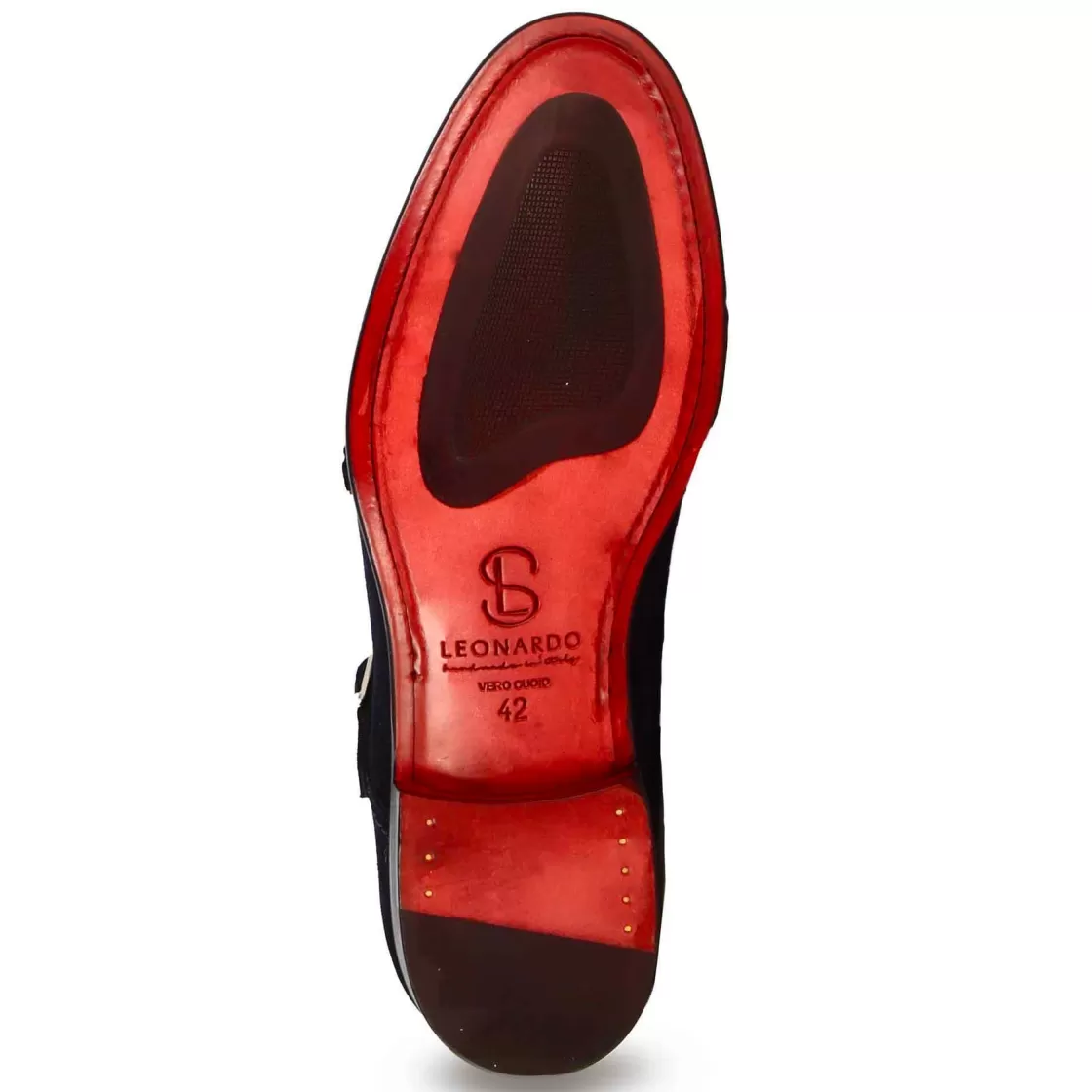 Cheap Leonardo Shoes Scarpa Doppia Fibbia Da Uomo In Pelle Scamosciata Colore Blu