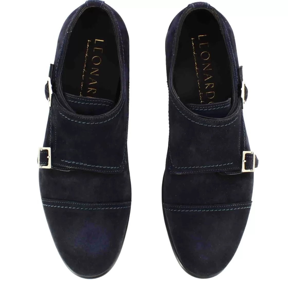 Cheap Leonardo Shoes Scarpa Doppia Fibbia Da Uomo In Pelle Scamosciata Colore Blu