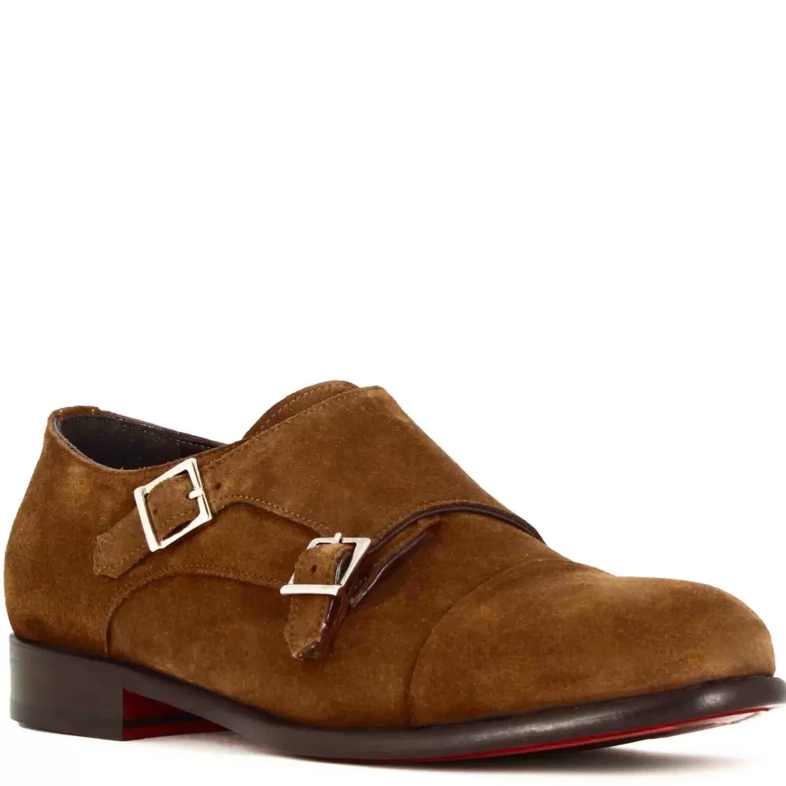 Discount Leonardo Shoes Scarpa Doppia Fibbia Da Uomo In Pelle Scamosciata Colore Marrone Chiaro