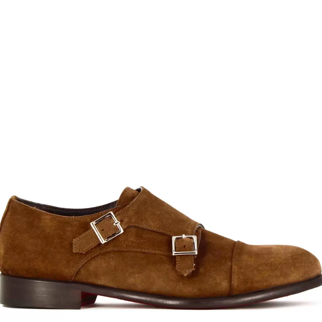 Discount Leonardo Shoes Scarpa Doppia Fibbia Da Uomo In Pelle Scamosciata Colore Marrone Chiaro