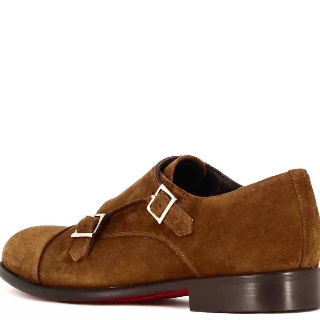 Discount Leonardo Shoes Scarpa Doppia Fibbia Da Uomo In Pelle Scamosciata Colore Marrone Chiaro