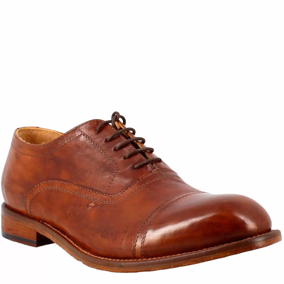 Cheap Leonardo Shoes Scarpa Francesina Vintage Elegante Da Uomo In Pelle Marrone