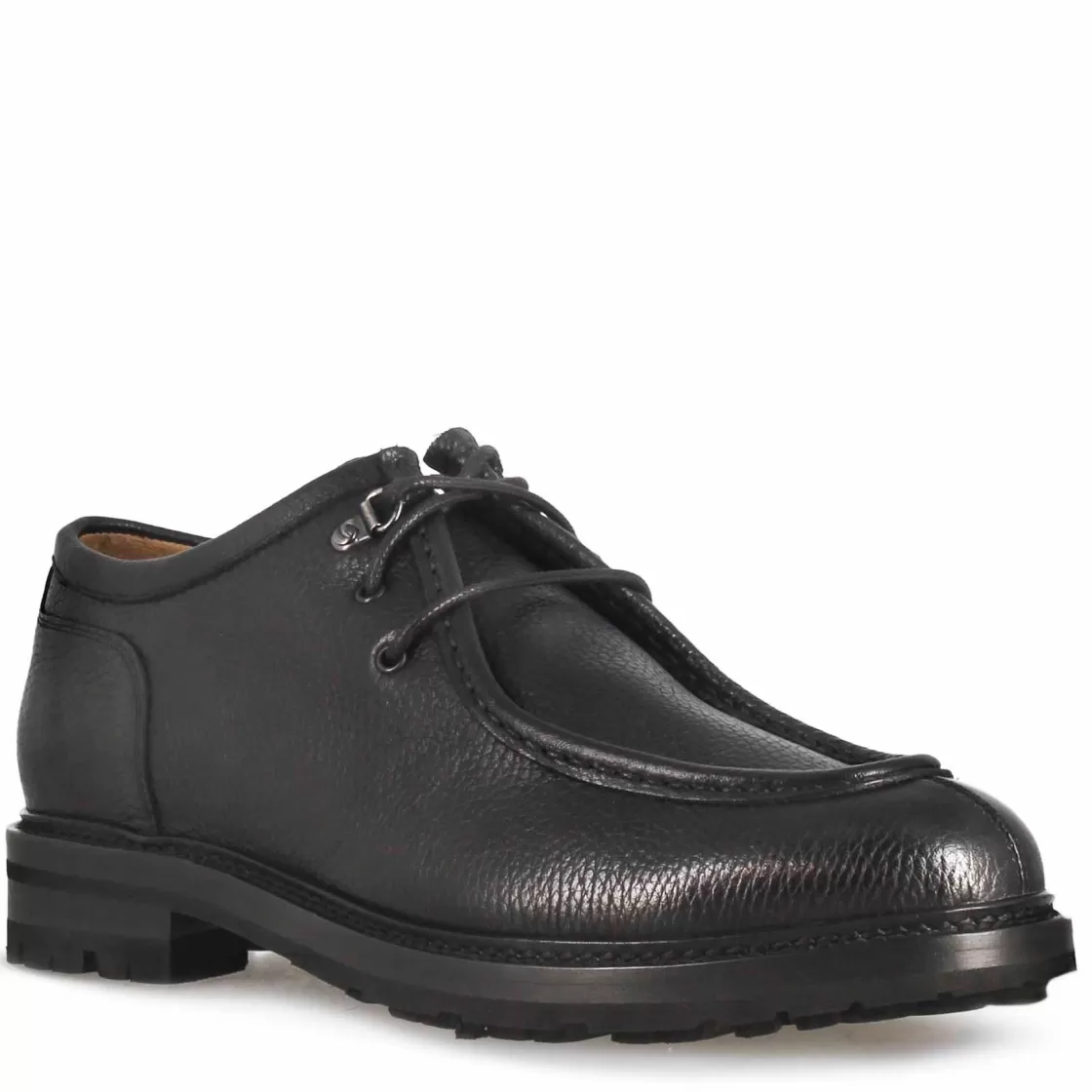Outlet Leonardo Shoes Scarpa Stringata Da Uomo Modello Ingegnere In Pelle Colore Nero