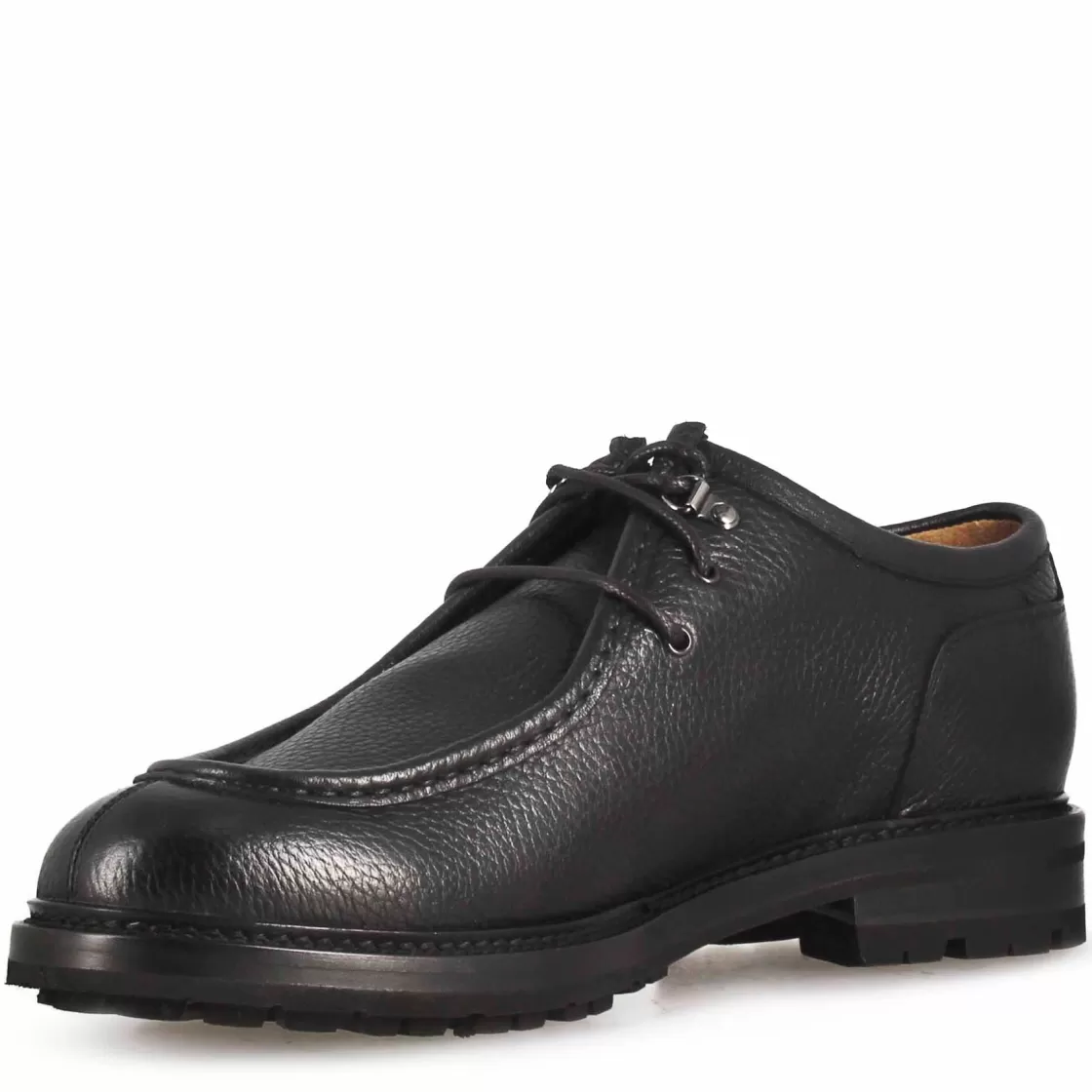 Outlet Leonardo Shoes Scarpa Stringata Da Uomo Modello Ingegnere In Pelle Colore Nero