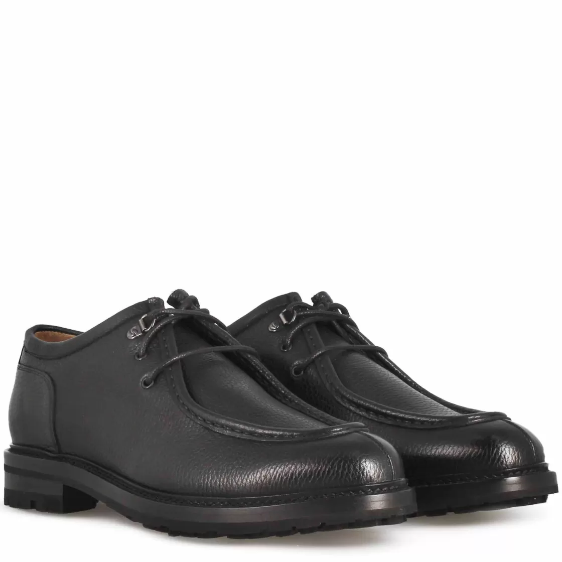 Outlet Leonardo Shoes Scarpa Stringata Da Uomo Modello Ingegnere In Pelle Colore Nero
