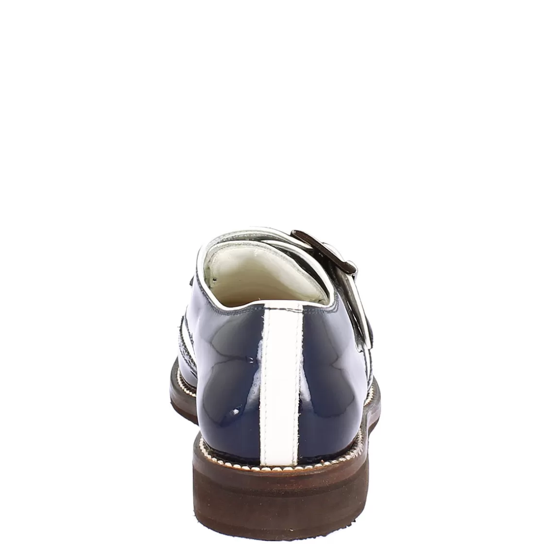 Shop Leonardo Shoes Scarpe Con Fibbia Da Golf Uomo In Pelle Bianca E Vernice Blu