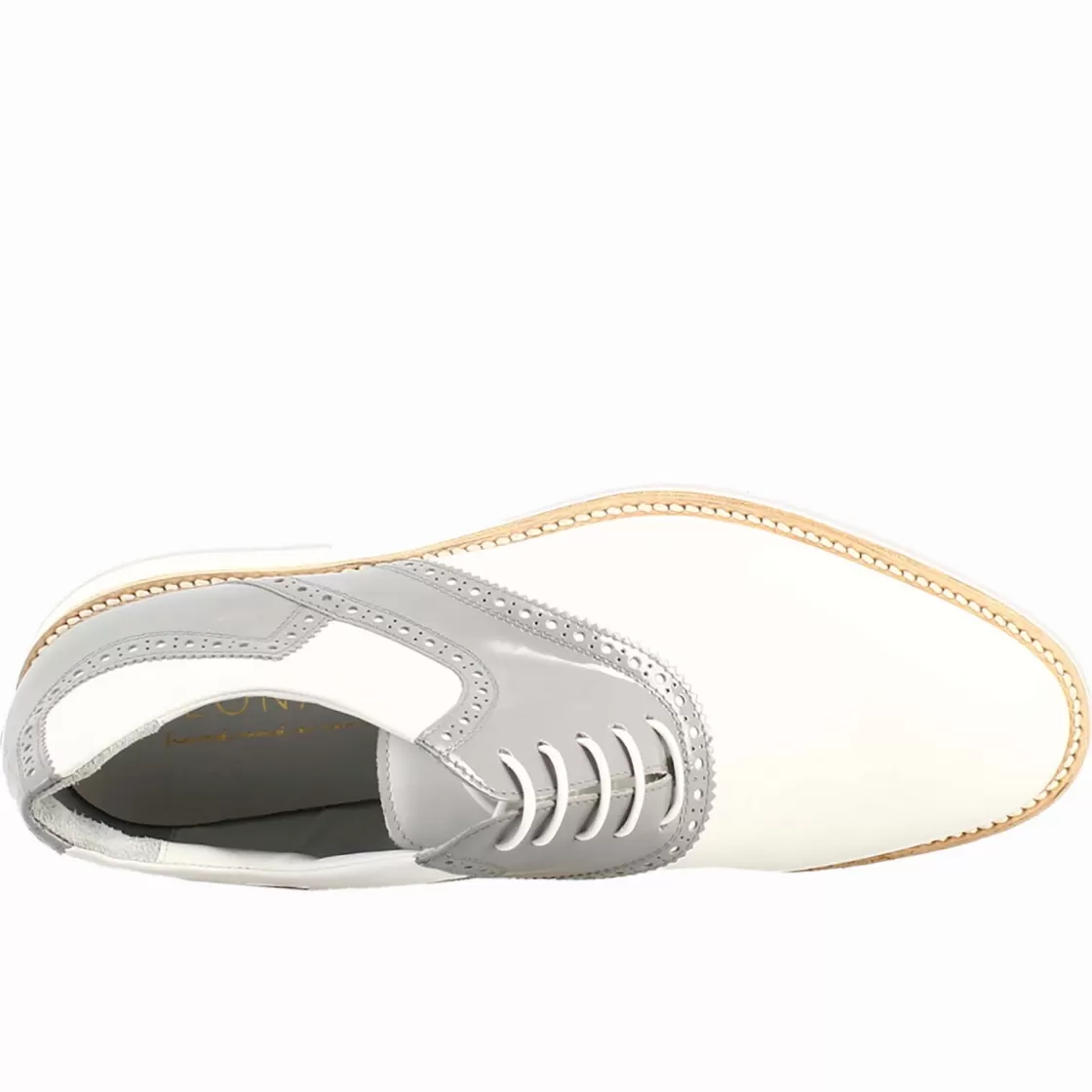 Store Leonardo Shoes Scarpe Da Golf Da Donna Colore E Grigio Dettagli Brogue Artigianali In Pelle Bianco