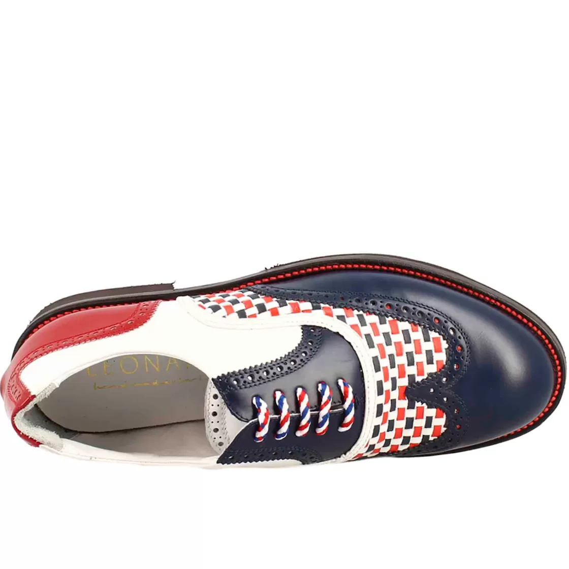 Clearance Leonardo Shoes Scarpe Da Golf Da Donna Colore E Rosso Dettagli Brogue Artigianali In Pelle Blu
