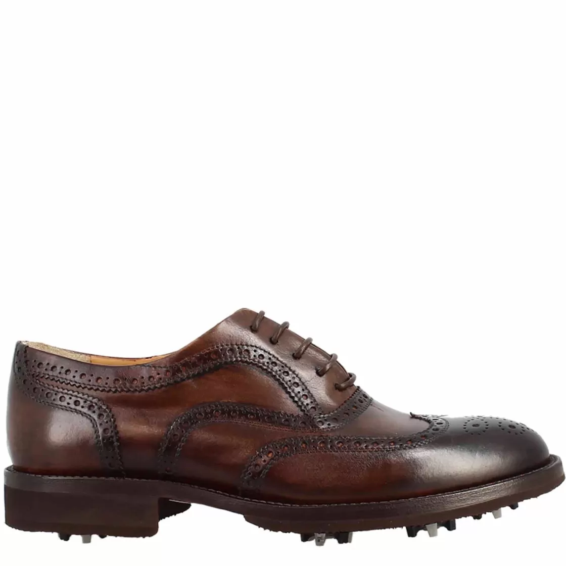 Clearance Leonardo Shoes Scarpe Da Golf Da Donna Colore Dettagli Brogue Artigianali In Pelle Marrone