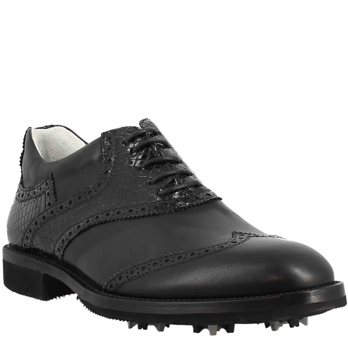 Best Leonardo Shoes Scarpe Da Golf Da Donna Colore Cocco Dettagli Brogue Artigianali In Pelle Nero