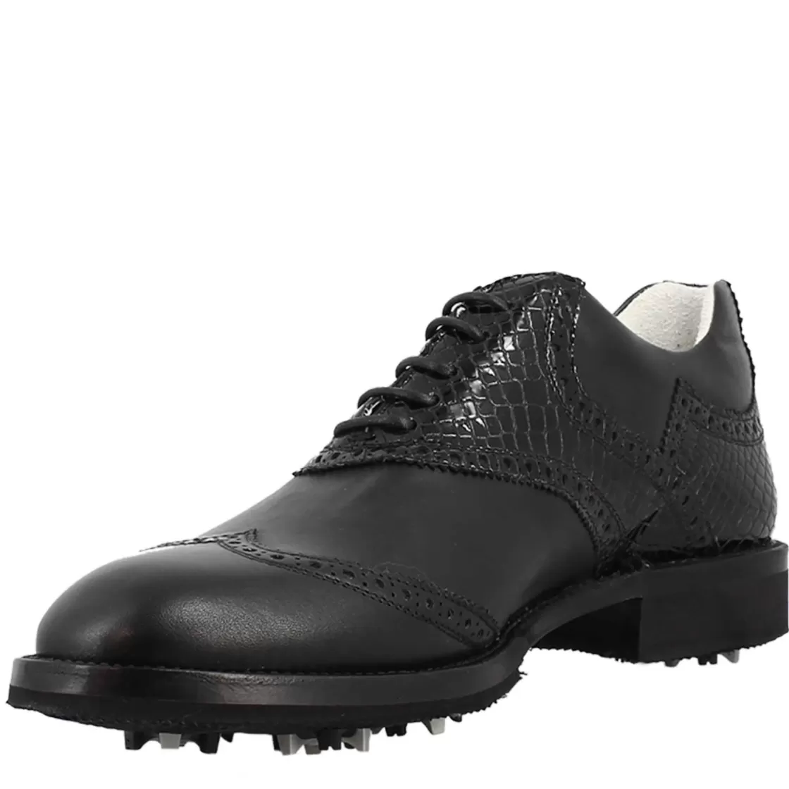 Best Leonardo Shoes Scarpe Da Golf Da Donna Colore Cocco Dettagli Brogue Artigianali In Pelle Nero