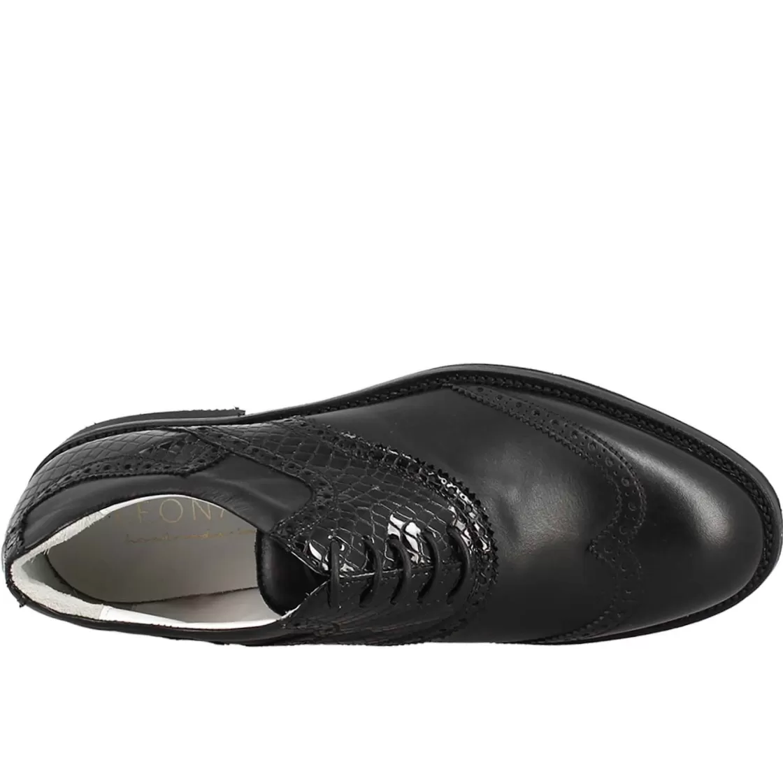 Best Leonardo Shoes Scarpe Da Golf Da Donna Colore Cocco Dettagli Brogue Artigianali In Pelle Nero