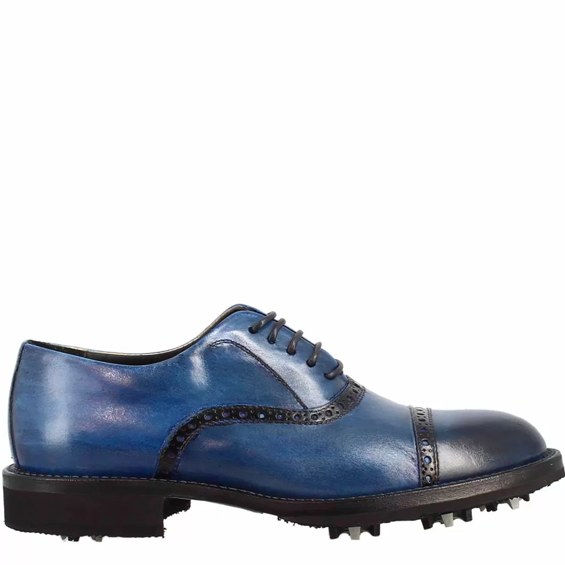 Discount Leonardo Shoes Scarpe Da Golf Da Uomo Colore Dettagli Brogue Artigianali In Pelle Blu