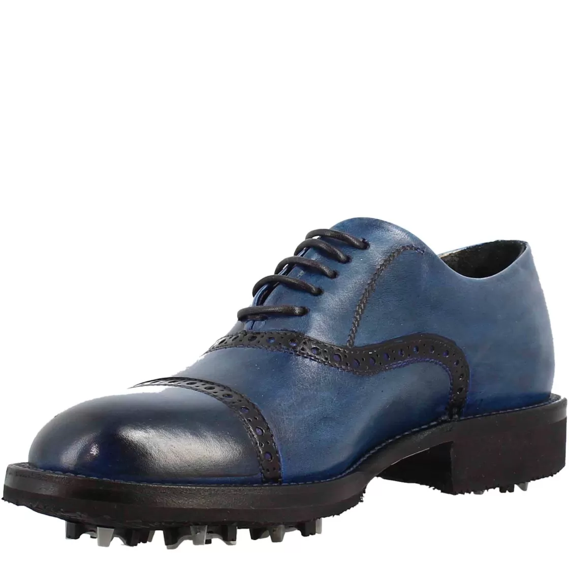 Discount Leonardo Shoes Scarpe Da Golf Da Uomo Colore Dettagli Brogue Artigianali In Pelle Blu