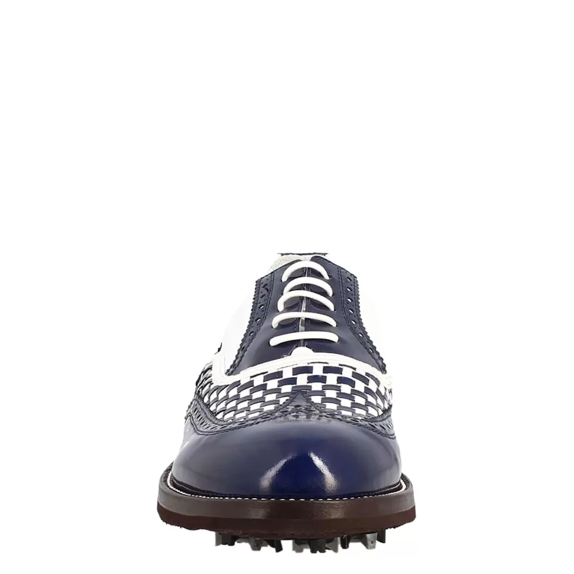 Flash Sale Leonardo Shoes Scarpe Da Golf Da Uomo Colore E Bianco Dettagli Brogue Artigianali In Pelle Blu