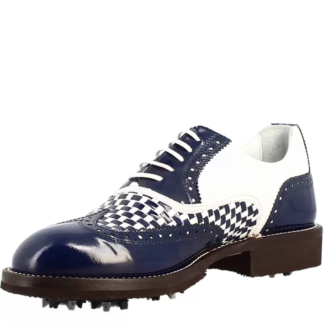 Flash Sale Leonardo Shoes Scarpe Da Golf Da Uomo Colore E Bianco Dettagli Brogue Artigianali In Pelle Blu