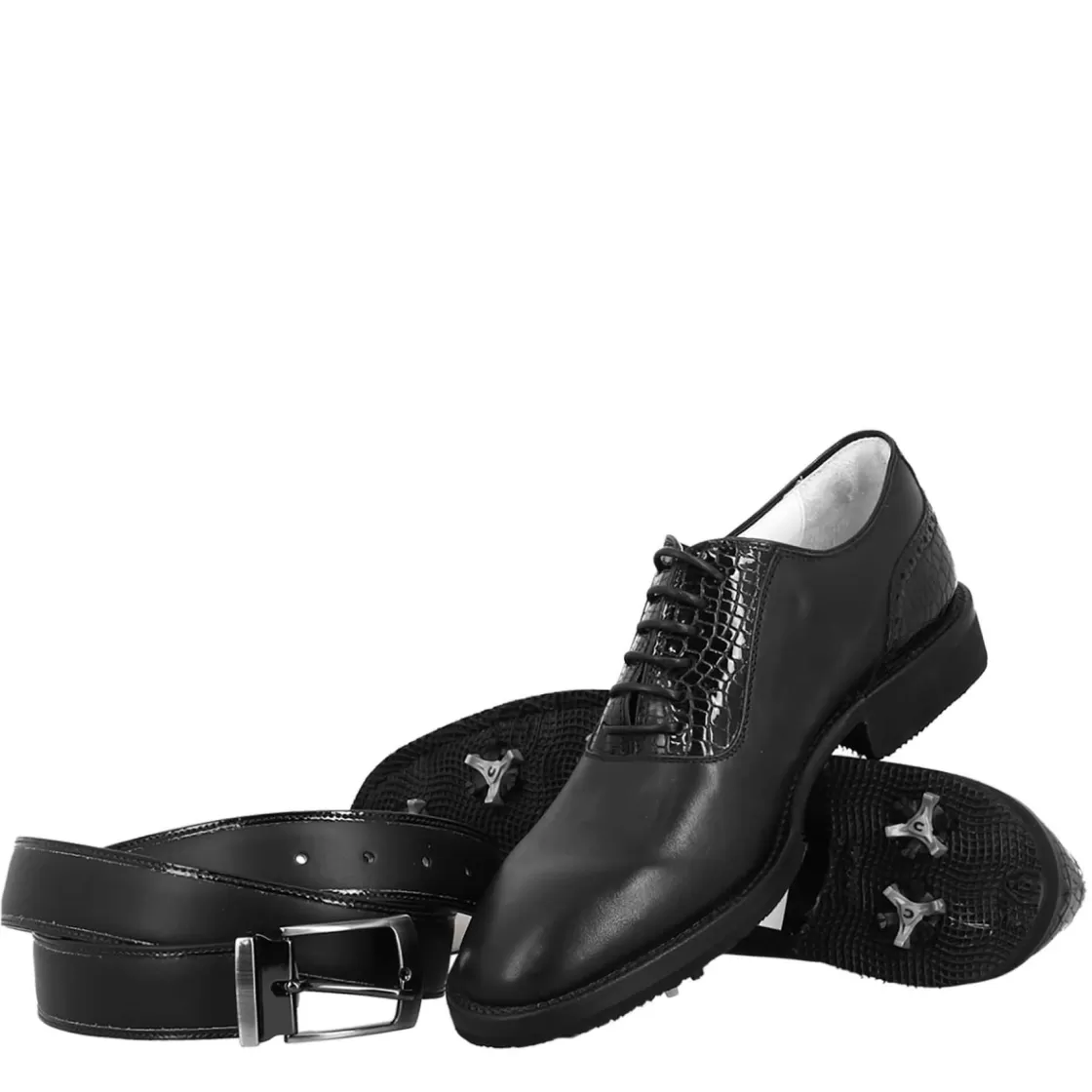 Clearance Leonardo Shoes Scarpe Da Golf Da Uomo Colore Dettagli Brogue Artigianali In Pelle Nero