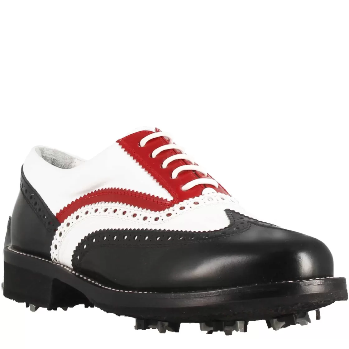 Best Leonardo Shoes Scarpe Da Golf Donna Artigianali In Pelle Pieno Fiore /bianco/rosso Nero