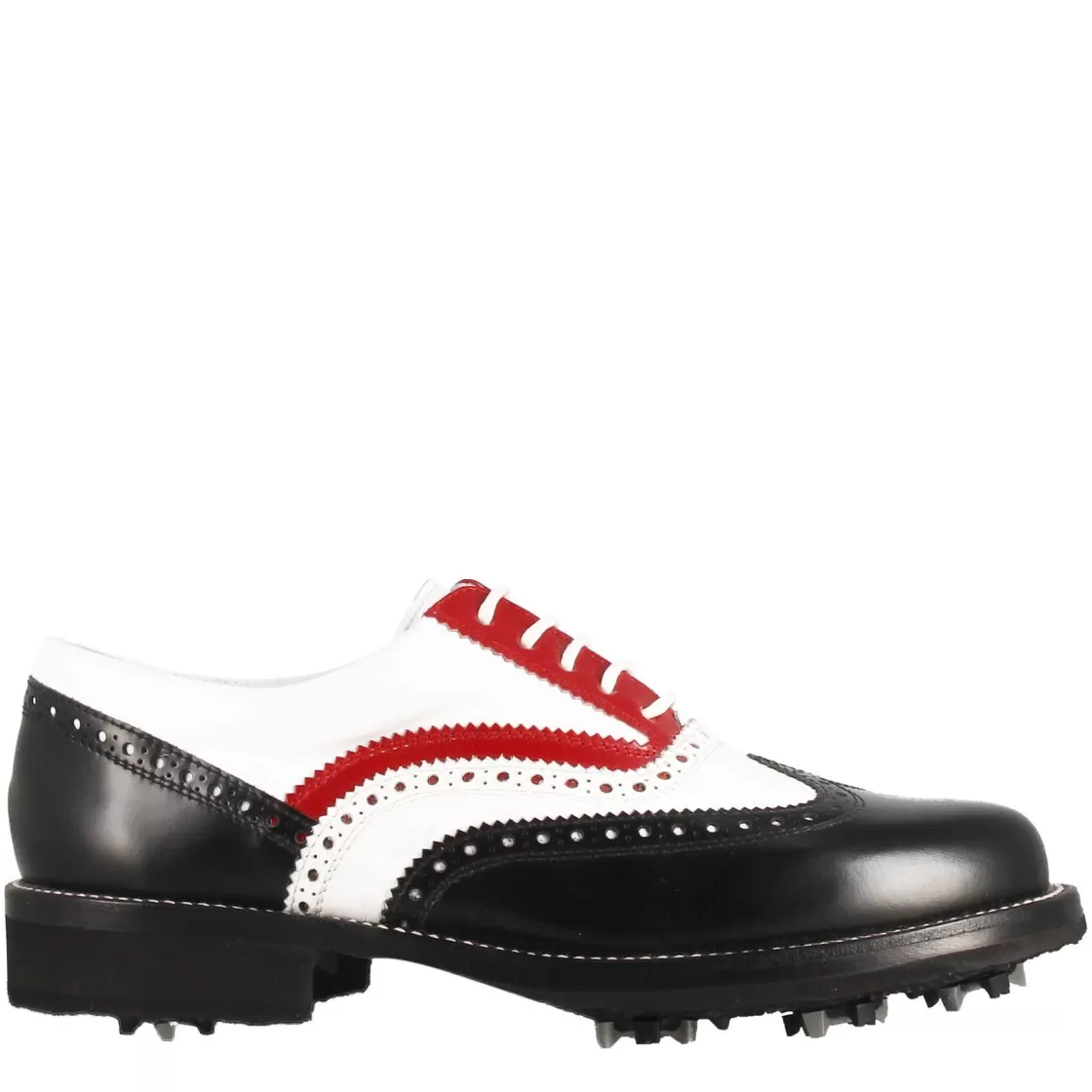 Best Leonardo Shoes Scarpe Da Golf Donna Artigianali In Pelle Pieno Fiore /bianco/rosso Nero