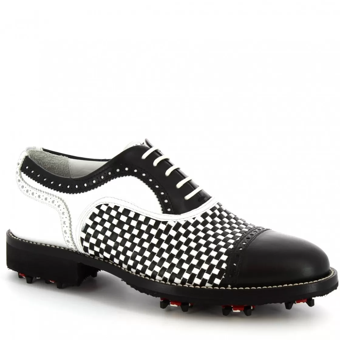 New Leonardo Shoes Scarpe Da Golf Donna Classiche Artigianali In Pelle Bianca Nera Nero