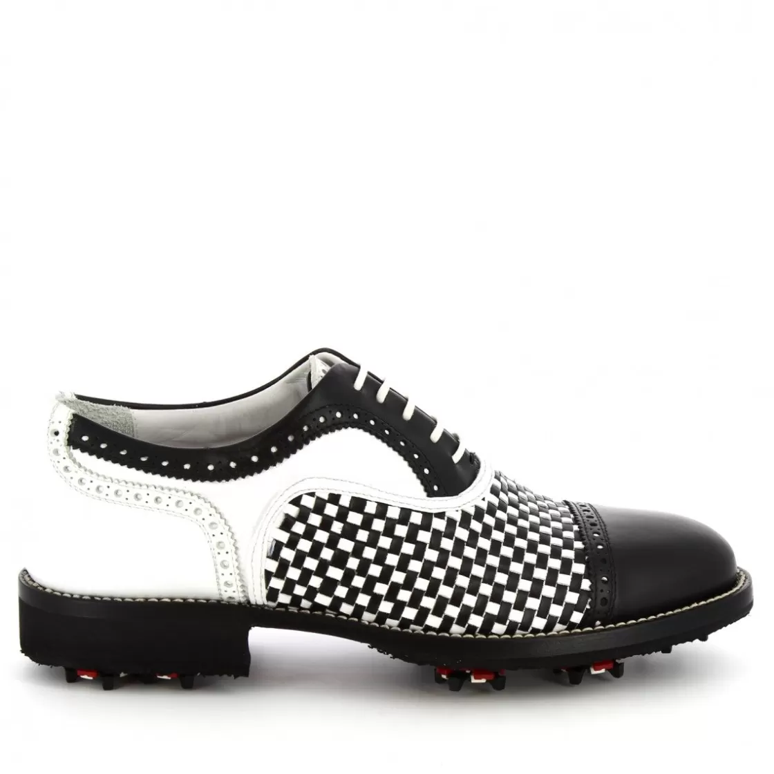 New Leonardo Shoes Scarpe Da Golf Donna Classiche Artigianali In Pelle Bianca Nera Nero
