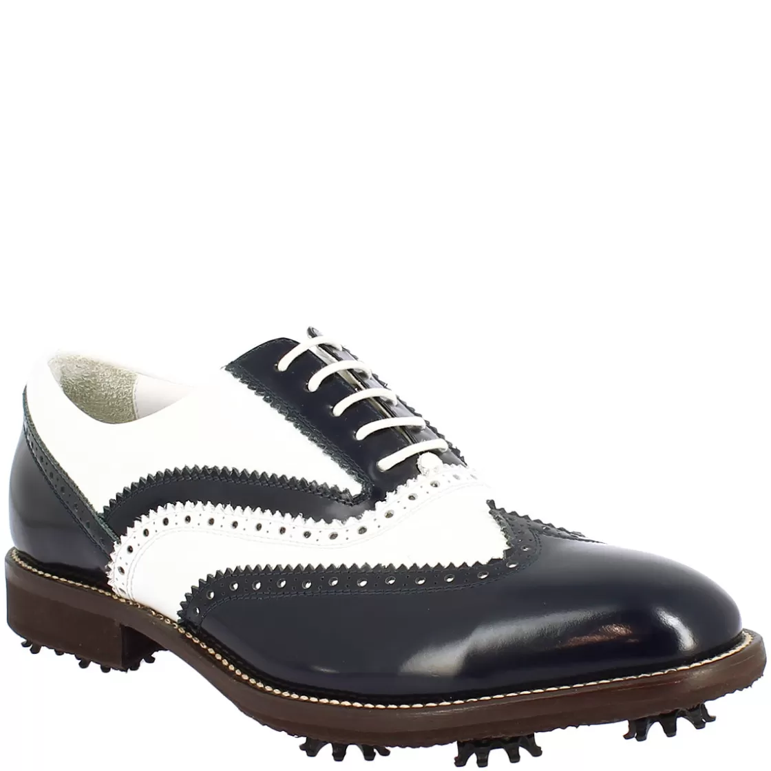 Flash Sale Leonardo Shoes Scarpe Da Golf Uomo Bicolore Bianco E In Pelle Blu