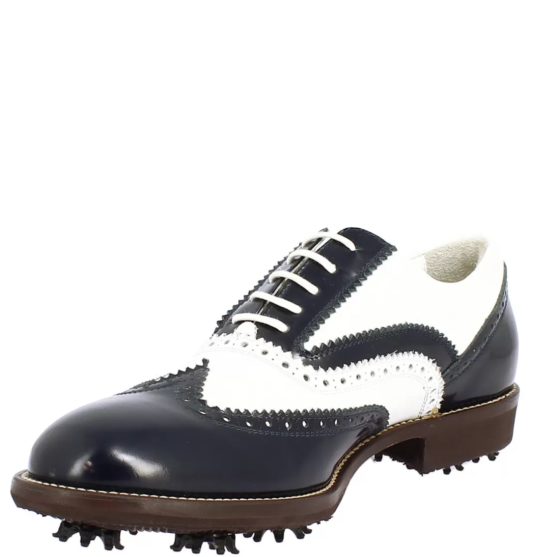 Flash Sale Leonardo Shoes Scarpe Da Golf Uomo Bicolore Bianco E In Pelle Blu