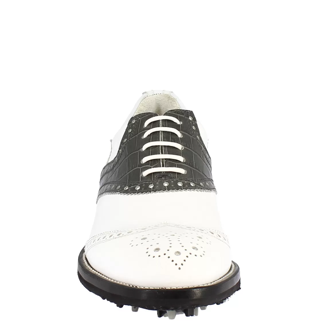 Cheap Leonardo Shoes Scarpe Da Golf Uomo Classiche Artigianali In Pelle Bianca Grigia Grigio