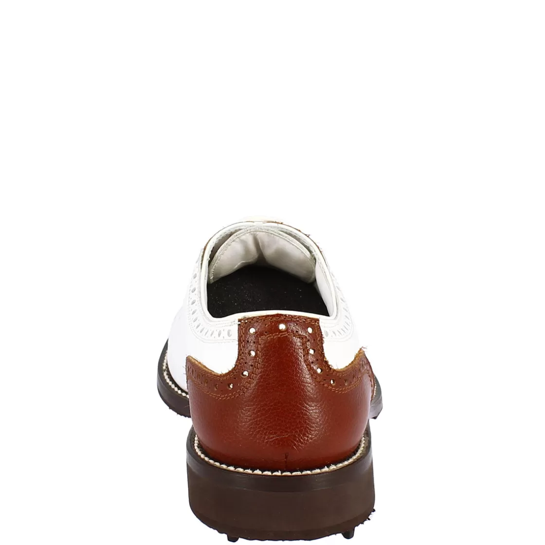 Outlet Leonardo Shoes Scarpe Da Golf Uomo Classiche Artigianali In Pelle Bianca Marrone