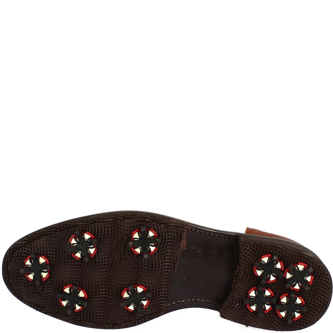 Outlet Leonardo Shoes Scarpe Da Golf Uomo Classiche Artigianali In Pelle Bianca Marrone