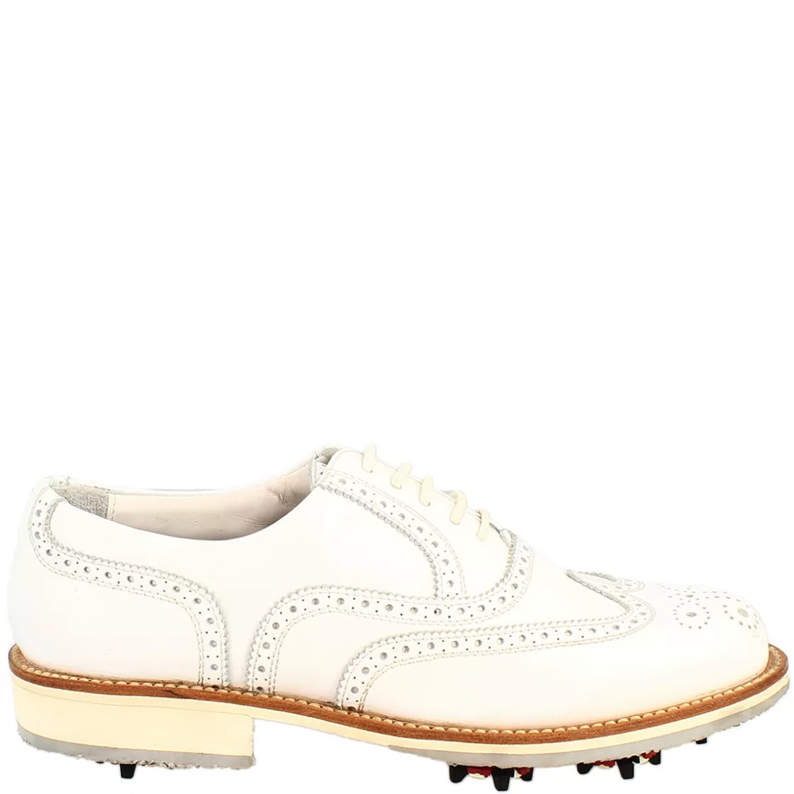 Shop Leonardo Shoes Scarpe Da Golf Uomo Classiche Brogues Artigianali In Pelle Bianca Bianco