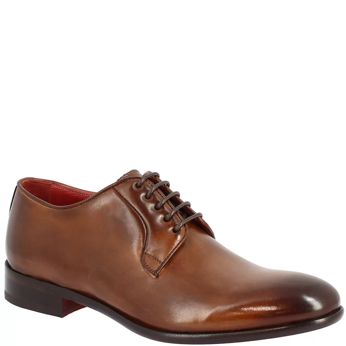 Cheap Leonardo Shoes Scarpe Da Uomo Stringate Fatte A Mano In Pelle Brandy Marrone
