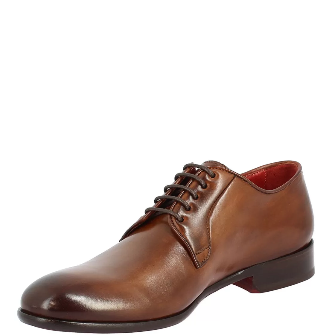 Cheap Leonardo Shoes Scarpe Da Uomo Stringate Fatte A Mano In Pelle Brandy Marrone